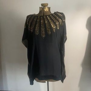 Namrata joshipura 100% sheer black and gold sequin party top